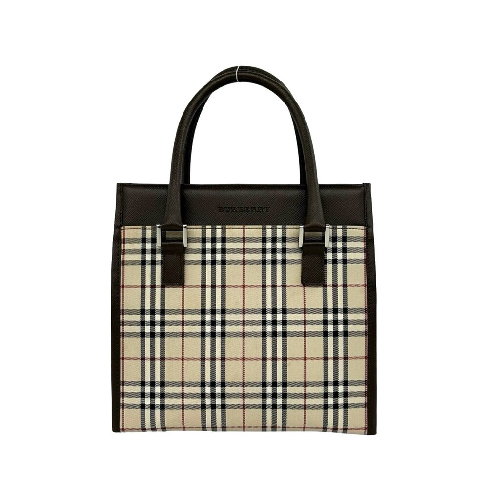BURBERRY handbag/tote bag with logo engraving, Nova Check pattern, canvas and...